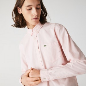 Camisas Lacoste Regular Fit Cotton Oxford Hombre Rosas Claro | SW3-70397M4