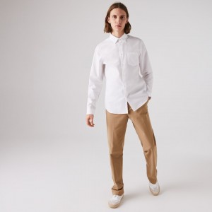 Camisas Lacoste Hombre Blancos Regular Fit Cotton Poplin YP6-04440C8
