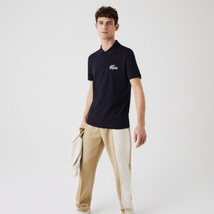Camisas Lacoste Regular Fit Crocodile Badge Cotton Piqué Polo Hombre Azul Marino Azules | VN1-92239A6