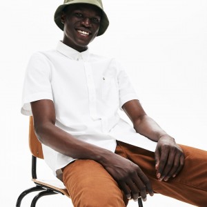 Camisas Lacoste Hombre Blancos Regular Fit Oxford Cotton EV9-09540E9