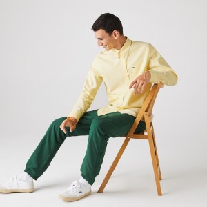 Camisas Lacoste Hombre Amarillos Regular Fit Oxford Cotton QS6-59885O8