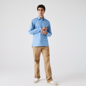 Camisas Lacoste Hombre Azules Claro Regular Fit Premium Cotton Poplin AC3-53775O0