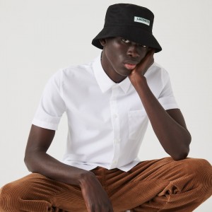 Camisas Lacoste Hombre Blancos Regular Fit Textured Cotton Poplin ZI1-28242Z8