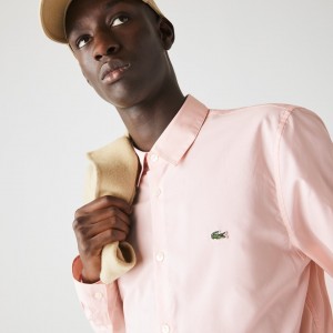 Camisas Lacoste Hombre Rosas Claro Slim Fit Stretch Cotton Poplin AM6-42244I1