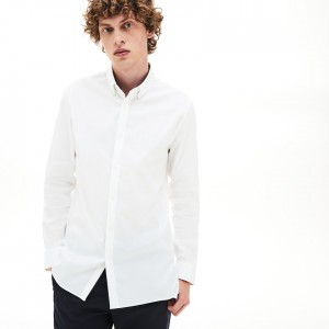 Camisas Lacoste Hombre Blancos Slim Fit Stretch Cotton ZD0-19241L4