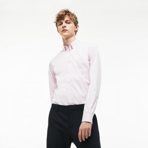 Camisas Lacoste Hombre Rosas Slim Fit Stretch Cotton Poplin UN1-13421S1