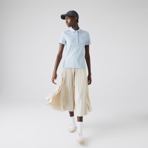 Camisas Lacoste Stretch Cotton Piqué Polo Mujer Azules Claro | QF4-57675O7