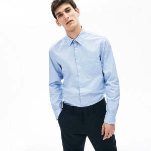 Camisas Lacoste Hombre Azules Claro Blancos Textured Cotton LP6-88998F2