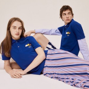 Camisas Lacoste x FriendsWithYou Design Classic Fit Polo Hombre Azules | PX6-87958W0