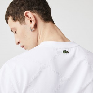 Camiseta Lacoste Hombre Blancos LIVE Monogram Printed UF3-99119P8