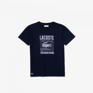 Camiseta Lacoste Niños Azul Marino Azules Morados Original 1927 Print Cotton TU8-42024I5