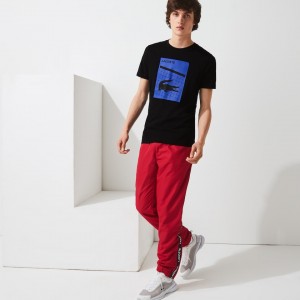 Camiseta Lacoste SPORT 3D Print Breathable Hombre Negros | ZA9-90549F5