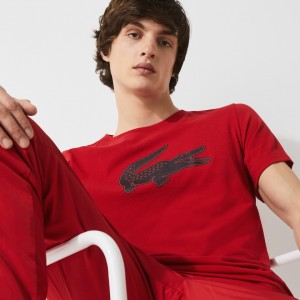Camiseta Lacoste SPORT 3D Print Crocodile Breathable Jersey Hombre Rojos Azul Marino Azules | SM2-60976R9