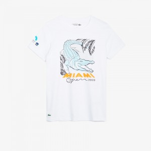Camiseta Lacoste SPORT Miami Open Crocodile Print Mujer Blancos | SO6-93549Y2