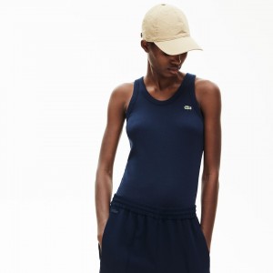 Camiseta Lacoste Sleeveless Scoopneck Top Mujer Azul Marino Azules | YJ3-34233O5