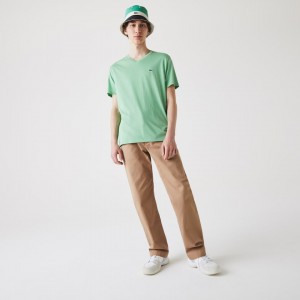 Camiseta Lacoste Hombre Verdes V-neck Pima Cotton Jersey KH6-99749Z5