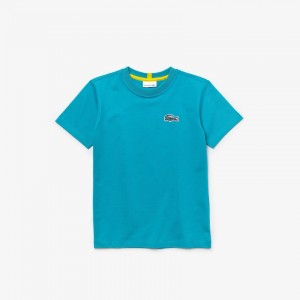 Camiseta Lacoste Niños Azules Blancos x National Geographic Cotton AW8-11911I3