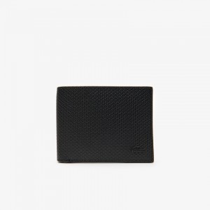 Carteras Lacoste Chantaco Piqué Leather 3 Card Hombre Negros | FO7-06940O7