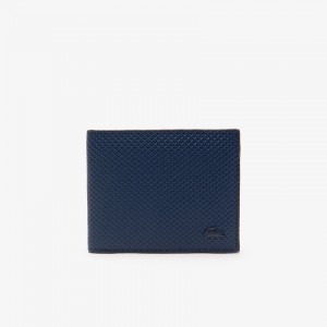 Carteras Lacoste Chantaco Piqué Leather 3 Card Hombre Azul Marino | QW7-03860C6