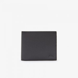 Carteras Lacoste Chantaco Piqué Leather 8 Card Hombre Negros | YN8-08230F7