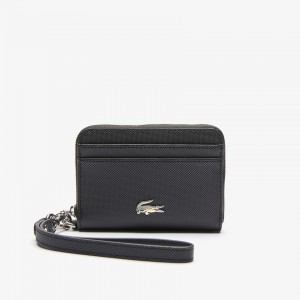 Carteras Lacoste Daily Classic Small Coated Piqué Canvas Zip Mujer Negros | AF8-11451V8