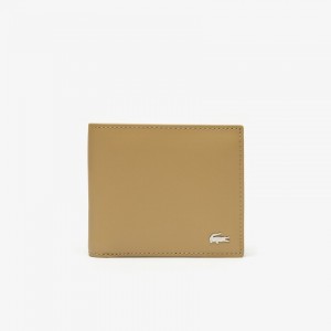 Carteras Lacoste Fitzgerald Colorblock Leather 3 Card Hombre Kaki | IE2-31563P8