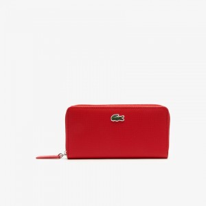 Carteras Lacoste L.12.12 Concept Petit Piqué 12 Card Zip Mujer Rojos | EG8-17961O7