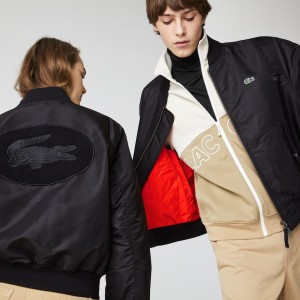 Chamarras Lacoste LIVE Oversized Contrast Bomber Hombre Negros | ZK2-86708C1