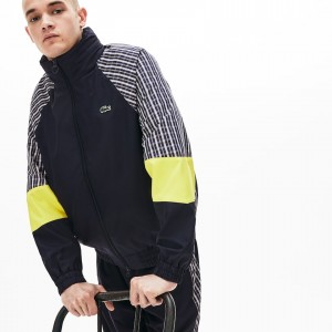 Chamarras Lacoste LIVE Patchwork Track Hombre Azules Amarillos Blancos | UV4-87738H0