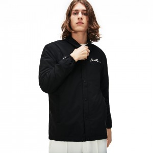 Chamarras Lacoste LIVE Signature Taffeta Hombre Negros | TH5-34483K6