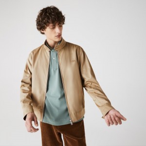 Chamarras Lacoste Lightweight Cotton Zip Hombre Beige | NK5-39703N1