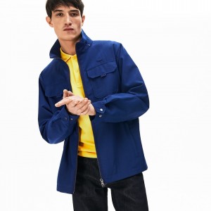 Chamarras Lacoste Lightweight Detachable-Hood Hombre Azul Marino Azules | KS8-34143F5