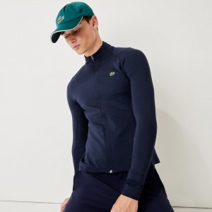 Chamarras Lacoste SPORT Breathable Ergonomic Zip Golf Hombre Azul Marino Azules | SX0-49894Q6