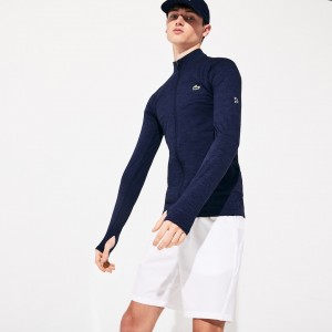 Chamarras Lacoste SPORT Novak Djokovic Stretch Zippered Hombre Azul Marino Azules | UA2-99349G8