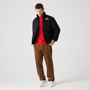 Chamarras Lacoste SPORT Two-Tone Water-Resistant Quilted Hombre Grises Oscuro Negros | YK2-32313R6
