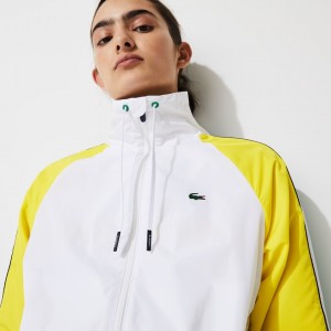 Chamarras Lacoste SPORT Water-Resistant Zip Tennis Mujer Blancos Verdes Amarillos Azul Marino Azules | VV7-91069L2