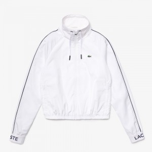 Chamarras Lacoste SPORT Water-Resistant Zip Tennis Mujer Blancos Azul Marino Azules | QQ0-03640J3