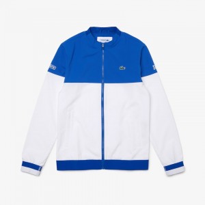 Chamarras Lacoste SPORT x Novak Djokovic Colorblock Zip Hombre Blancos Azules | DF8-27472E3