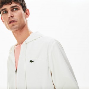 Chamarras Lacoste Two-Tone Zip-Up Hombre Blancos | PF0-87298Q2