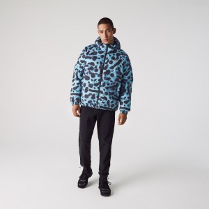 Chamarras Lacoste x National Geographic Reversible Quilted Zip Hombre Blancos Azul Marino Azules | GJ7-80078Q6