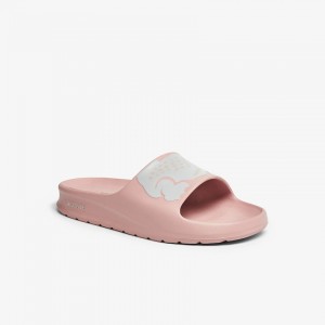Chanclas Lacoste Croco 2.0 Synthetic Print Mujer Rosas Claro Blancos | GL2-36193W2