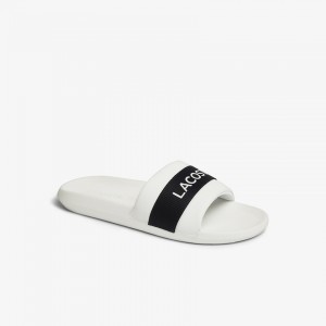 Chanclas Lacoste Croco Textile Logo Hombre Blancos Azul Marino | GC9-47394D2