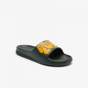 Chanclas Lacoste x Ricky Regal Synthetic Crocodile Hombre Verdes Oscuro Amarillos | RR5-32573G0