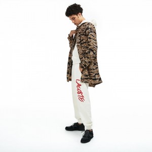Chaquetas Parka Lacoste LIVE Camouflage Hombre Negros Blancos | GE9-19631O7