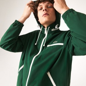 Cortavientos Lacoste Lightweight Water-Resistant Hooded Hombre Verdes | KB1-16041J5