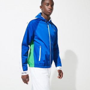 Cortavientos Lacoste SPORT Lightweight Colorblock Tennis Hombre Azules Verdes Blancos Azul Marino Azules | SM1-87638D6