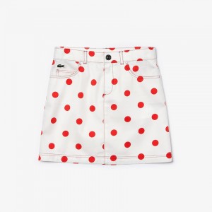 Falda Lacoste Niños Blancos Rojos Polka Dot Gabardine ZI0-37393U4