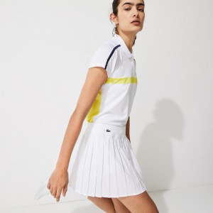 Falda Lacoste SPORT Ultra Dry Pleated Tennis Mujer Blancos | MY6-02080X8