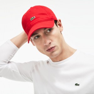 Gorras Lacoste Hombre Rojos Embroidered Crocodile Cotton XR4-45204O1