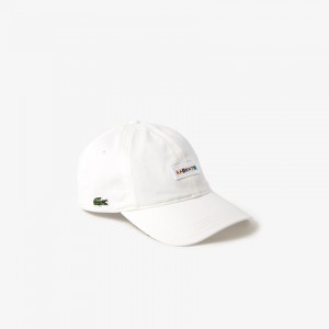 Gorras Lacoste Multicolor-Logo Cotton Hombre Blancos | GX7-70747M8